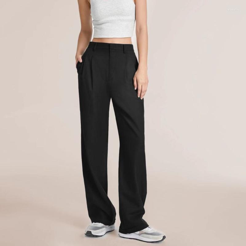 Womens Wide Leg Trousers Effortless Tailored Office Lady Suit Pants with Real Pockets - Casual Loose Fit Z260314