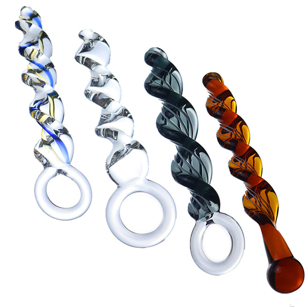 Vibrators Glass Spiral Stick Anal Plug Prostate Massager Butt Vaginal Stimulation Gspot Women Sex Toys for Men 230901