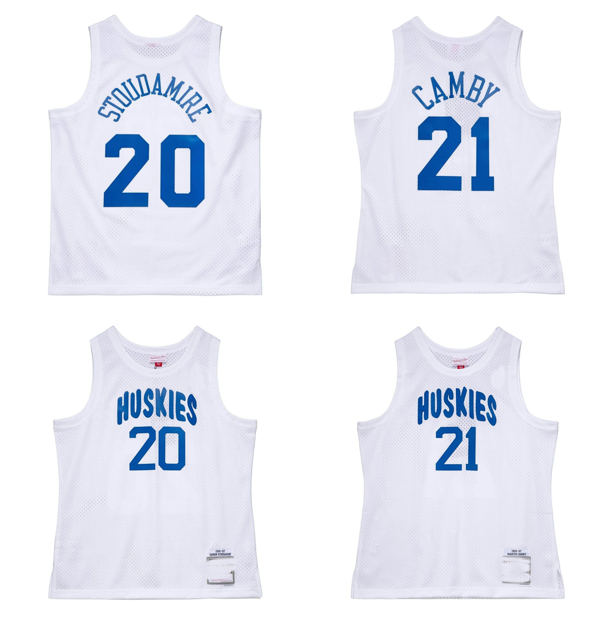 Damon Stoudamire Torontos Huskies Marcus Camby Basketball Jersey 1996-97 Throwback Jerseys White Size S-XXXL