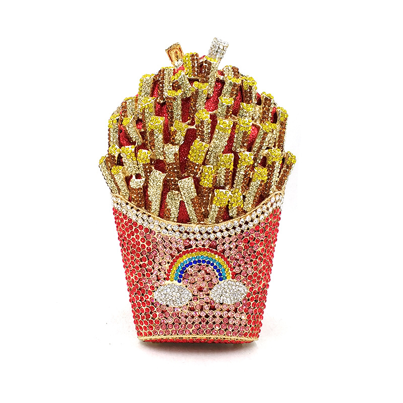 Rainbow Crystal French Fry Evening Bags for Parties and Weddings