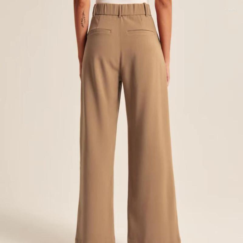 Womens Wide Leg Trousers Effortless Tailored Office Lady Suit Pants with Real Pockets - Casual Loose Fit Z260314