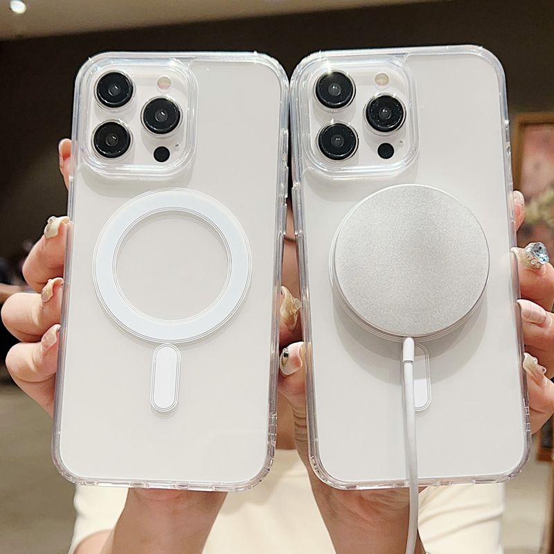 S25 Magnetic Wireless Charging Shockproof Cases For Iphone 17 Air 16E 16 15 14 Plus 13 Pro Max 12 11 Samsung S24 S23 S22 Ultra Hard Acrylic PC Soft TP