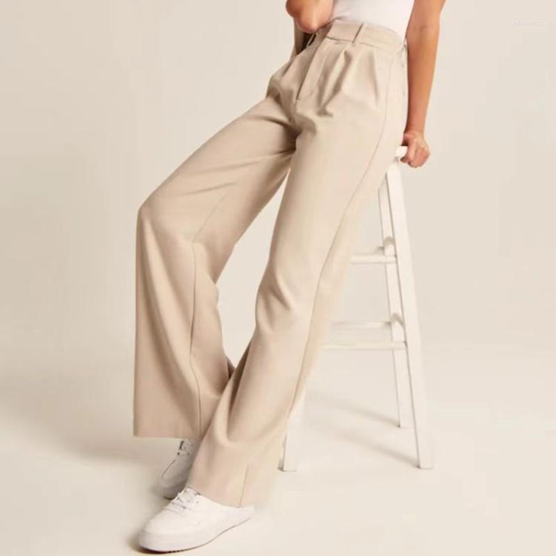 Womens Wide Leg Trousers Effortless Tailored Office Lady Suit Pants with Real Pockets - Casual Loose Fit Z260314