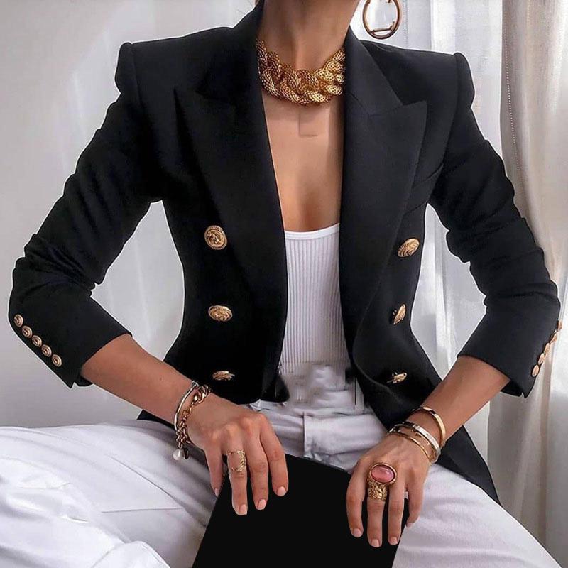 Women's Suits Blazer For Women Elegant Coat Button Solid Business Work Lady Jacket Office Outwear Blazers Slim Casual