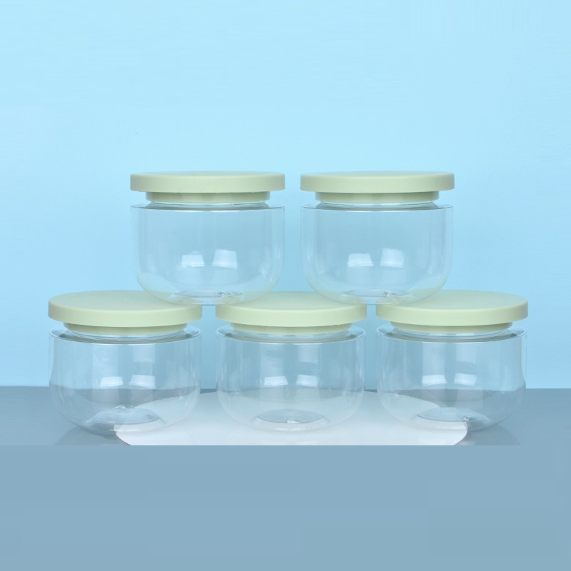Hair Mask Bottle Refillable 8oz Skincare Cream Jars Empty Clear Wide Month Bottles Round Bottom White Green Screw Lid Plastic Pots Containters For Cos