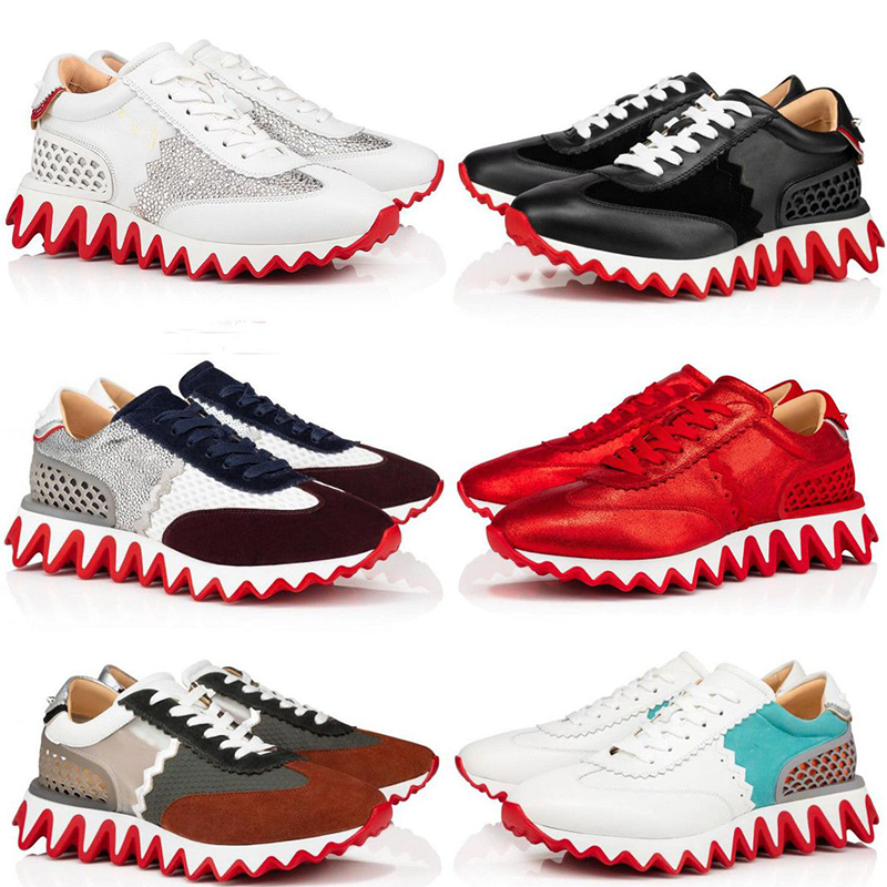 loubutins s es perfect brands outdoor couple sports low cut loubishark sneaker for men women casual christian louboutian louboutinr loubitons red bottomshoes 4P27