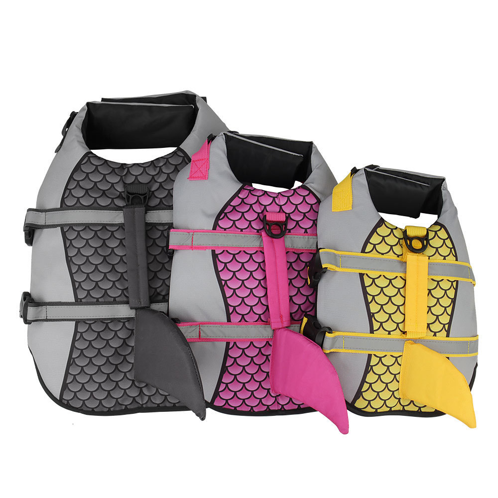 Dog Apparel Pet Life Jacket Vest Clothes Collar Harness Swimming Summer Swimwear Scales Shark 230901
