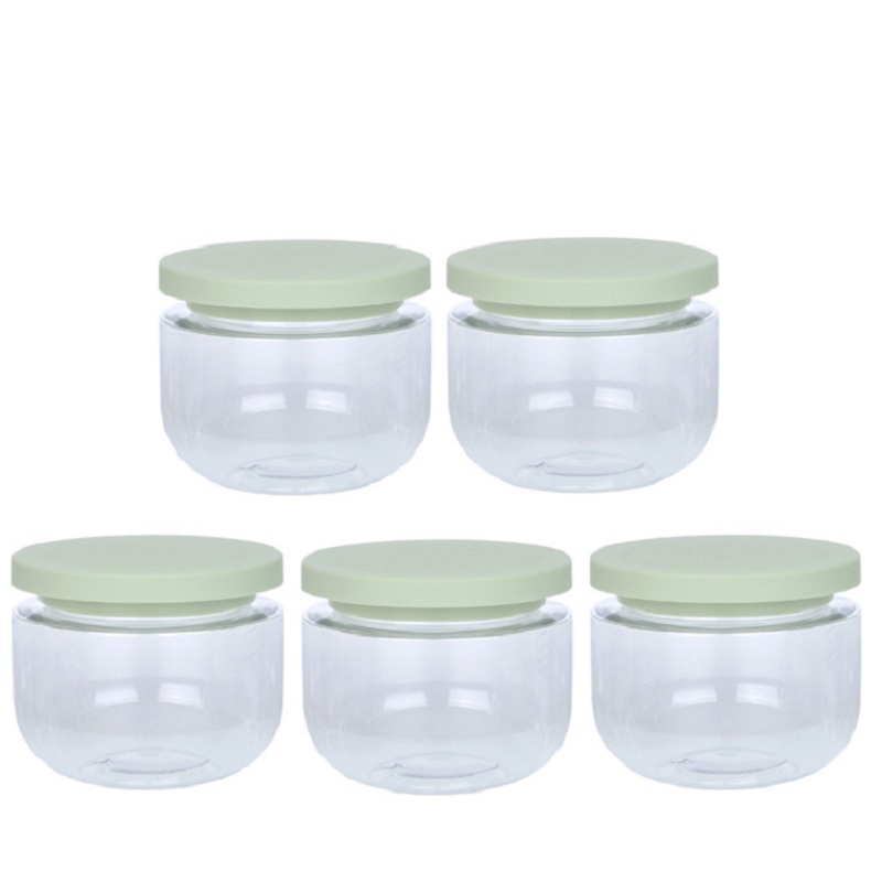 Hair Mask Bottle Refillable 8oz Skincare Cream Jars Empty Clear Wide Month Bottles Round Bottom White Green Screw Lid Plastic Pots Containters For Cos