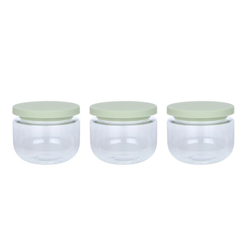 Hair Mask Bottle Refillable 8oz Skincare Cream Jars Empty Clear Wide Month Bottles Round Bottom White Green Screw Lid Plastic Pots Containters For Cos