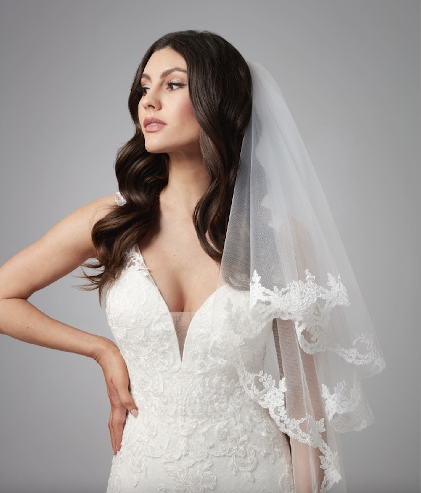 Bridal Veils Elegant Two Layers Lace Veil With Comb Women Wedding White Ivory Accessories WED Veu De Noiva Bride Custom Made