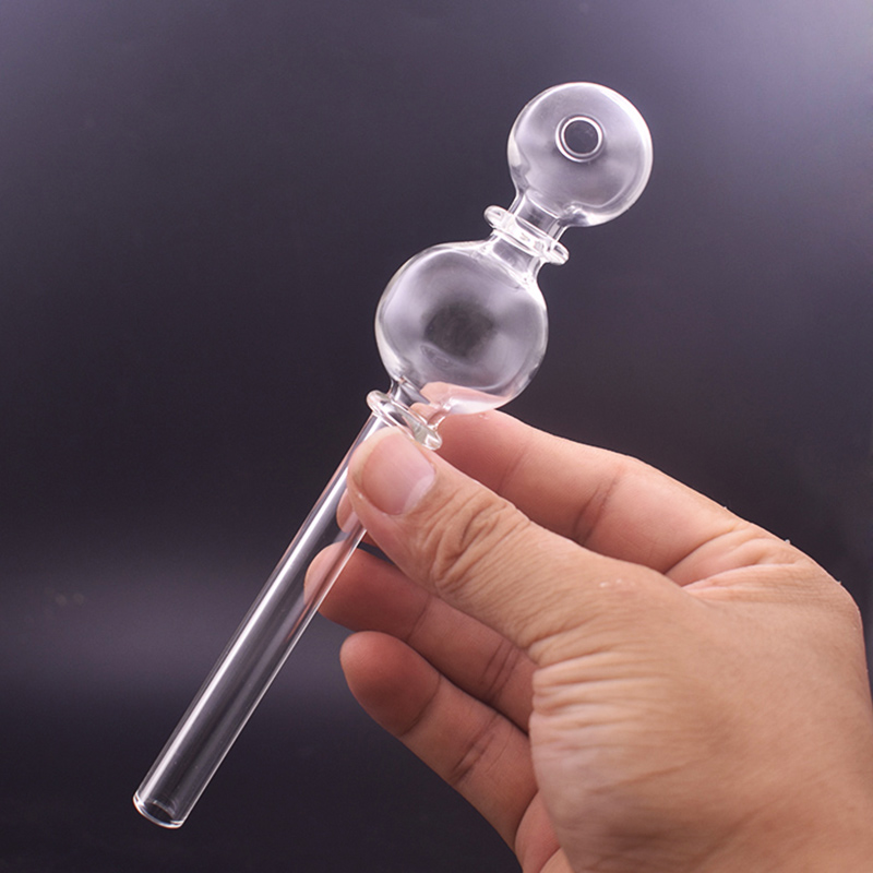 2pcs XXL Size Double Oil Bowl Glass Oil Burner Pipe Thick Handle Smoking Pipes with Big Size Ball Smoking Water Pipes
