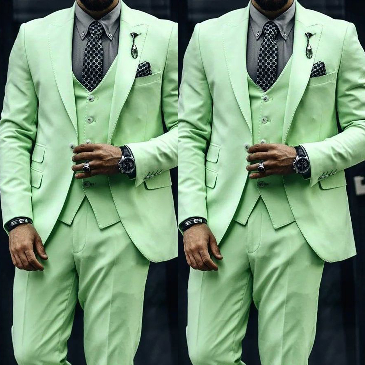 Young Wedding Tuxedos 3 Pieces Peaked Lapel Single Breasted Pockets Solid Color Customize Coat Vest Pants Fashion Party Prom Occasions Tailored Exquis