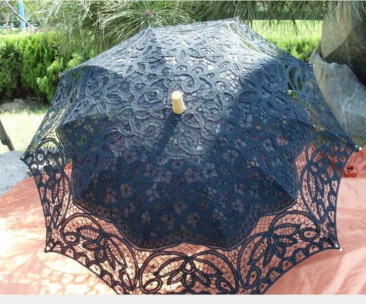 48cm Long handle lace Umbrellas Handmade Art wedding Bridesmaid gifts Embroidery Wedding Umbrella parasol Romantic Bridal ZZ