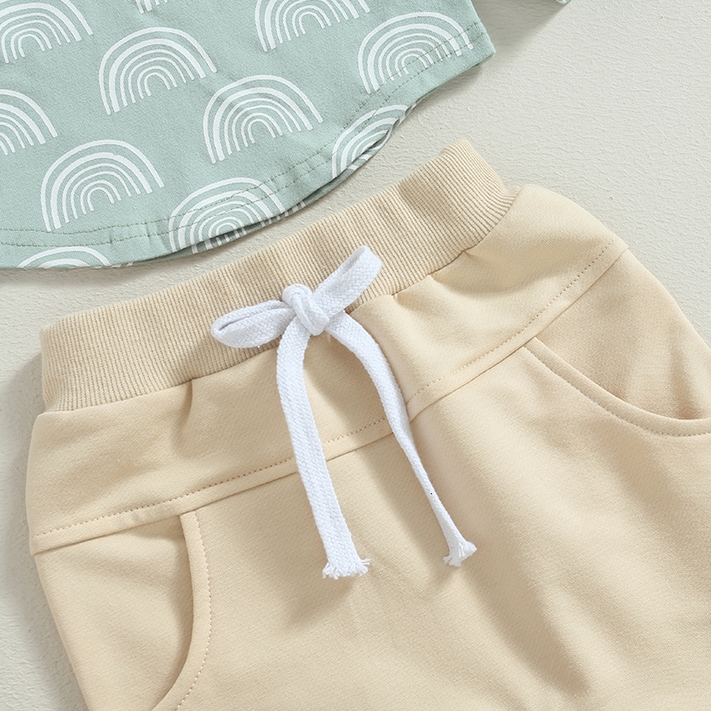 Clothing Sets Baby Boys Girls Outfits Fall Winter Kids Clothes Rainbow Print Long Sleeve Hoodie Sweatshirt Pants 2PCS for Toddler Tracksuit 230901