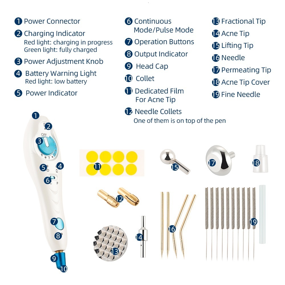 Cleaning Tools Accessories Skin removal treatments plasma pen 5 heads monopod tip 500Hz diaphragm pore anti epileptics 230904