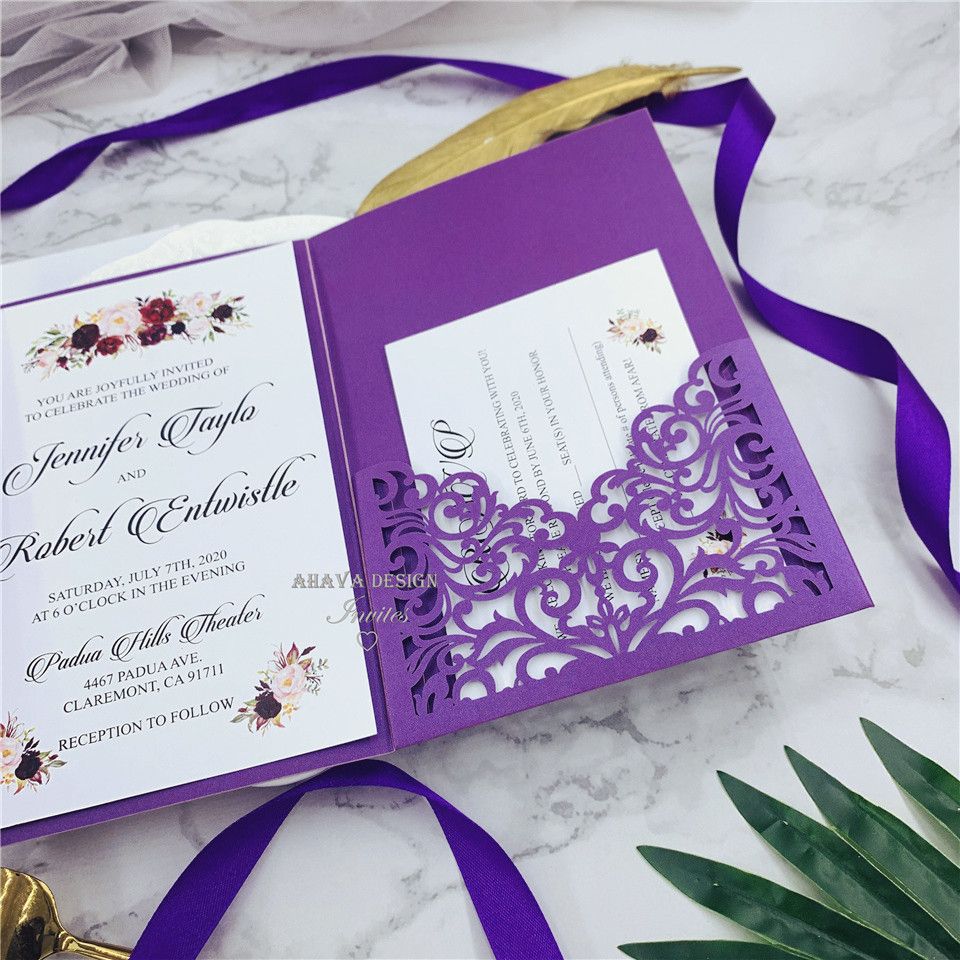 Greeting Cards 20pcslot Elegant Pearl Paper Wedding Invitations With Blank Inner Page Flower Pattern Laser Cut Invite CardGreeting ZZ