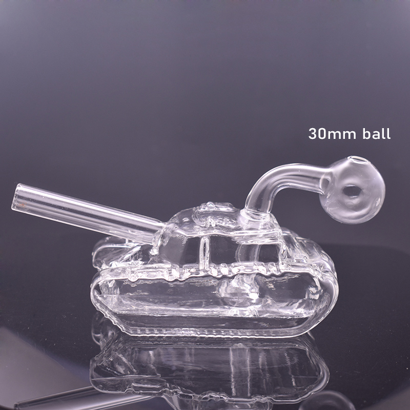 2pcs Lifelike Tank Shape Glass Oil Burner Bong Hookah Water Pipes Thick Pyrex Clear Heady Recycler Dab Rig Bongs for Smoking The Best Christmas and Halloween Gift