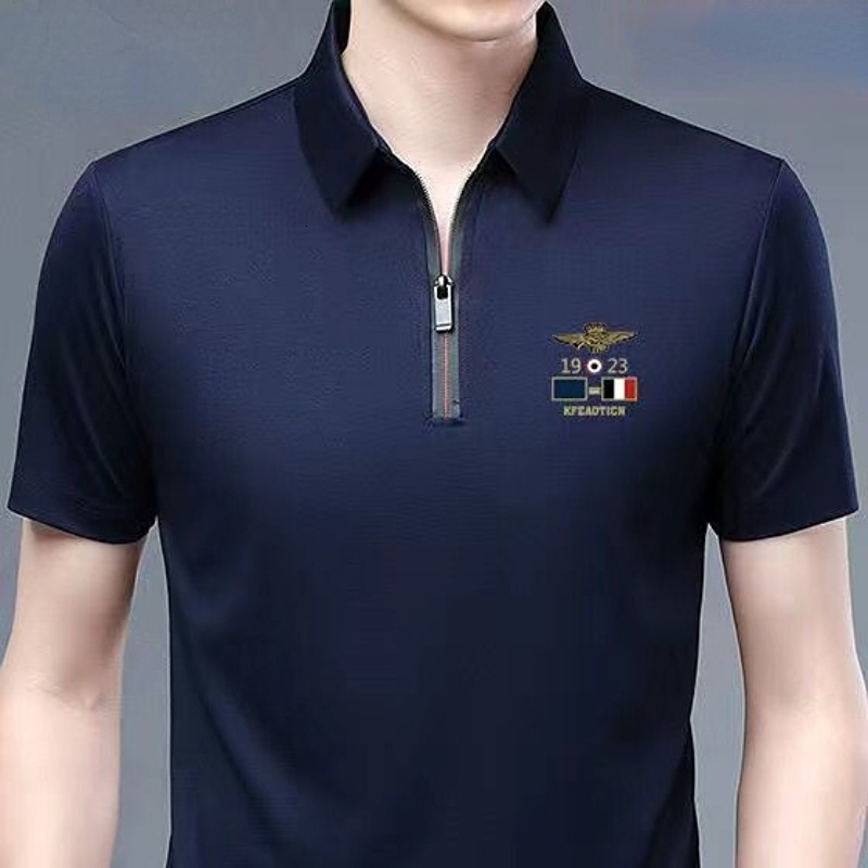 Men's Polos Men Summer Polo Shirts Cotton Short Sleeve Turndown Collar Tshirts Zipper Business Casual Clothing 230901