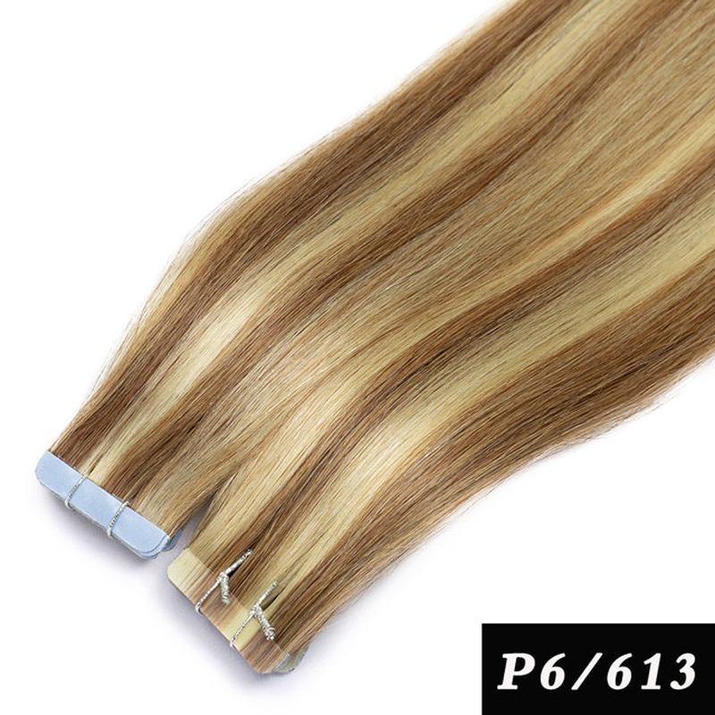 Tape in Blonde Hair Extensions Tape in Extensions Human Hair Color 2 Darkest Brown Highlighted 613 Bleach Blonde Hair Extensions 100g P2 613