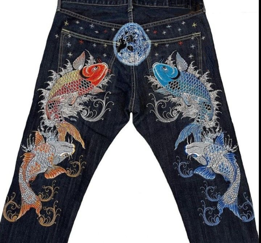Mens Jeans Haruku Gothic American style waist jean y2k baggy high street hip hop fashion trend straight wide leg jeans print men 230904