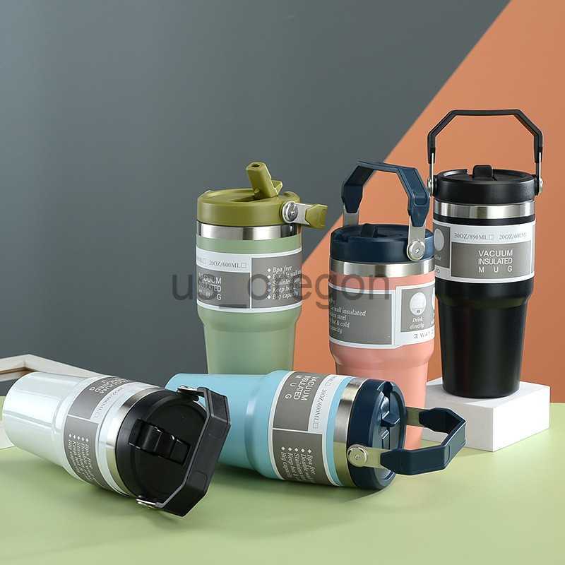 Thermoses 30OZ 900ML Insulated Tumblers Portable with Handle Thermal Drink Water Bottle Leakproof Keep Drinks Hot Cold for Home Office Car x0904