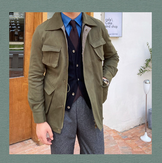 Men's Jackets High Quality Safari Jacket Men Army Coffee Multi Pockets Fashion European Style Autumn Coat Blazers Aisn size 3XL 230901
