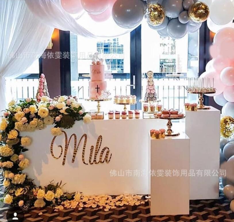 Dishes Plates 6PCS Gold Mirror Metal Round Cake Stand Wedding Birthday Party Dessert Cupcake Pedestal Display Plate Home Decor ZZ