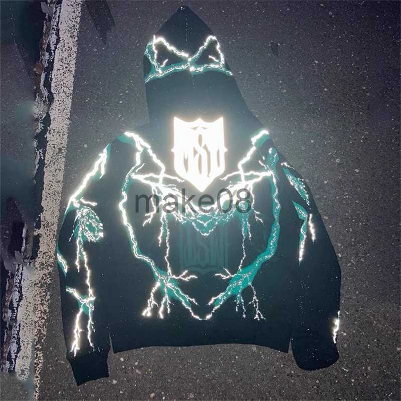 Oversized Hoddies Mens Hoodies Sweatshirts High Quality Reflective Missing Lighing Women Pullover Oversi Sweatshzeirts Fashion Hoodie Drop Shoulder Ho