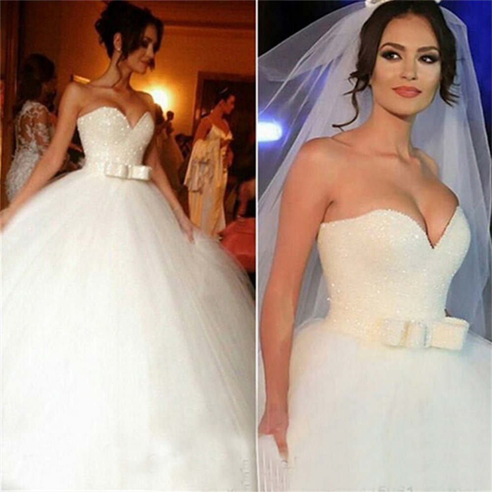 ZJ9024 Women's Beaded Wedding Dress for Bride Ball Gown Bridal Women Customer Made 2024 Bow Belt
