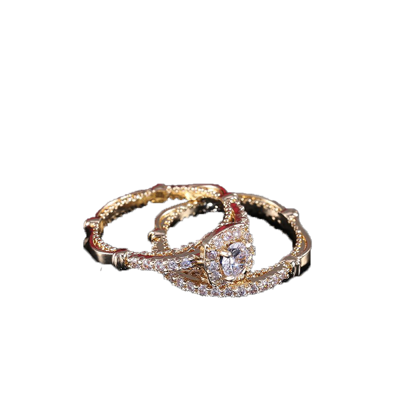 Goldplated microset zircon Diamond Couple Rings Jewelry for lady engagement Love Ring 6 7 8 9 10270a