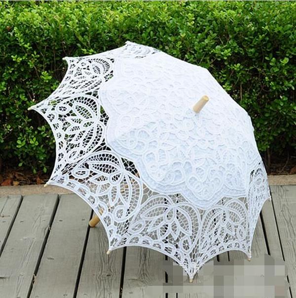 48cm Long handle lace Umbrellas Handmade Art wedding Bridesmaid gifts Embroidery Wedding Umbrella parasol Romantic Bridal ZZ
