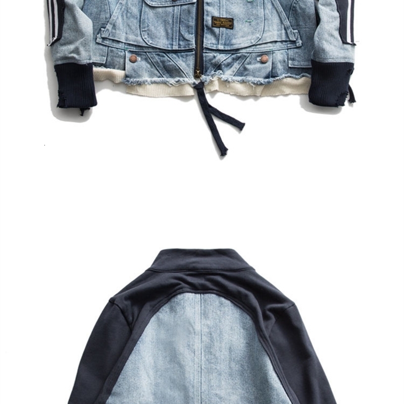 Men's Jackets ABOORUN Fashion USA Patchwork Denim Vintage Striped Ripped Jean Coat for Male 230901