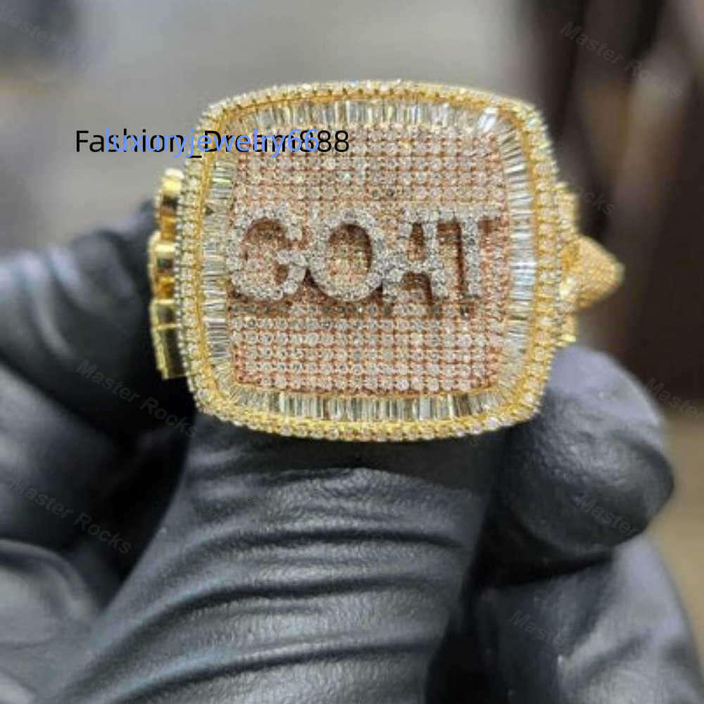 Rapper's Fully Iced Hip Hop Championship Ring 3D Pattern 925 Silver Moissanite Diamond Mens Iced Out Ring