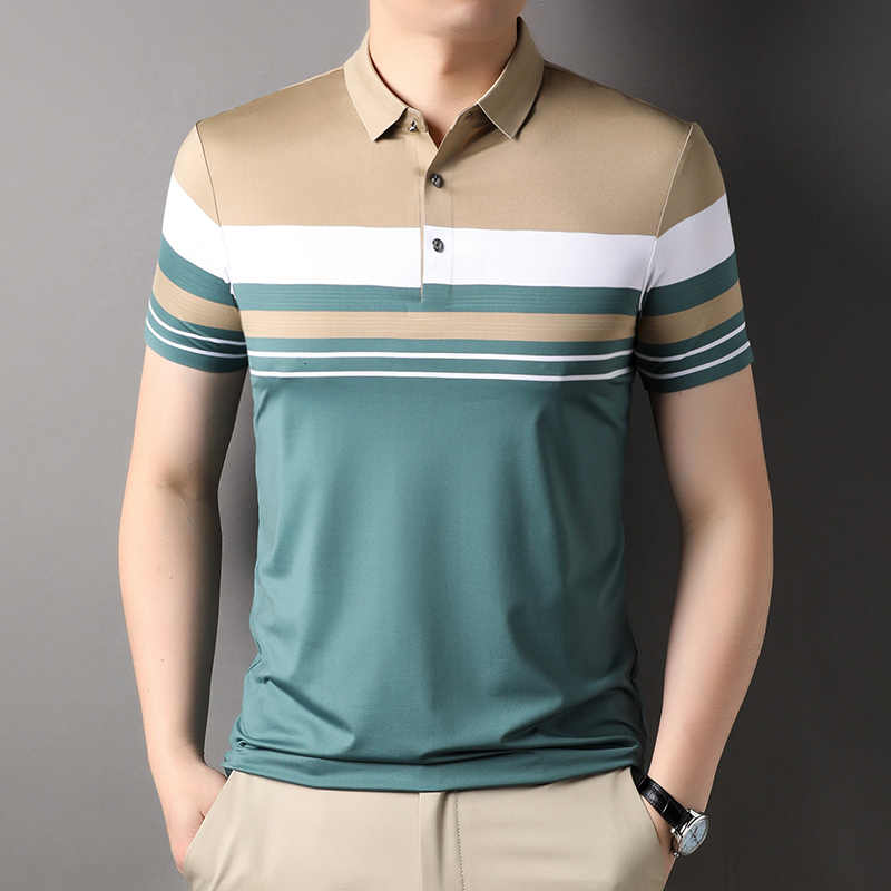 Men's Polos Top Grade Yarndyed Nonmarking Process Summer Polo Shirts For Men Slim Fit Short Sleeve Casual Tops Fashions Mens Clothes 230901