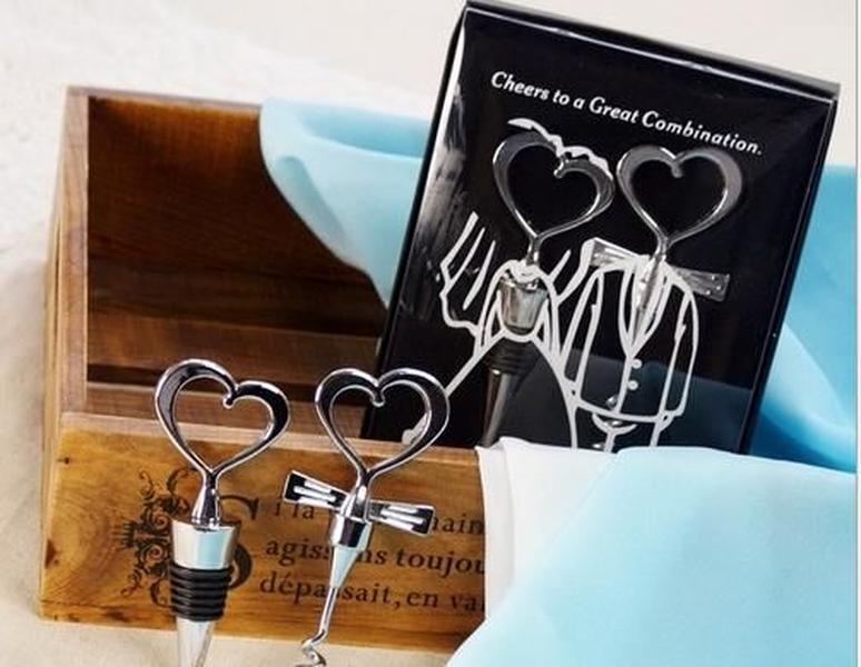 2pcs/Set Creative Heart Shaped Wine Stopper Bottle Stopper party Wedding Favors gifts Sealed Wine Bottle Pourer Stopper Kitchen Barware Tools ZZ