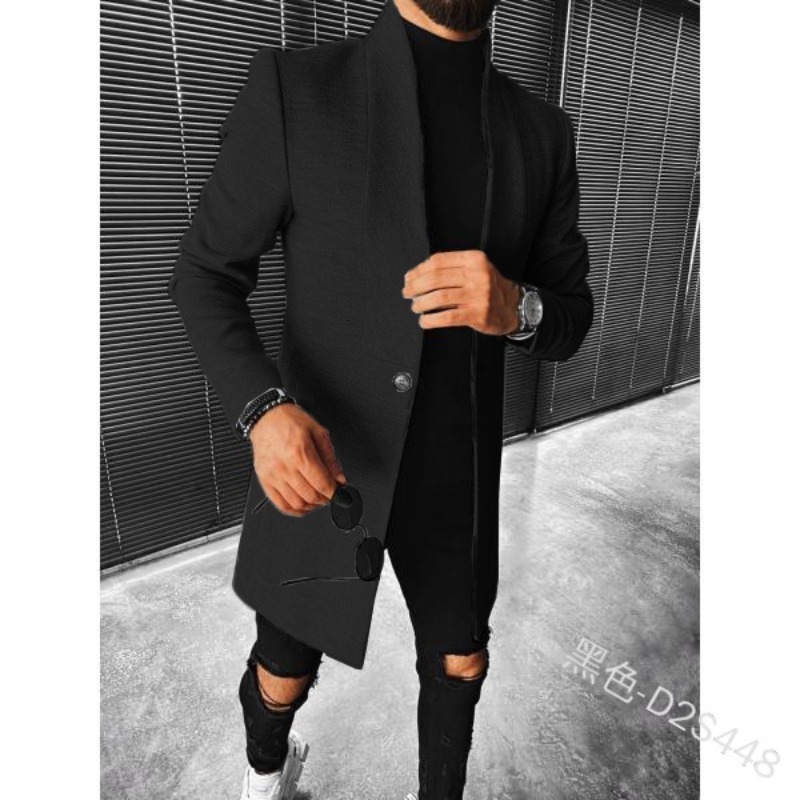 Men's Jackets Mens Woolen Coat Fashionable Standing Collar Medium Length Autumn and Winter Slim Fitting Windbreaker Man Overcoat 5XL 230901