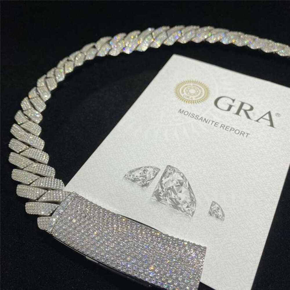 necklace moissanite chain cuban Link Chain Heavier Big Guy 20mm 4 Row Diamonds925 Sterling Silver Iced Out Vvs Moissanite Diamond