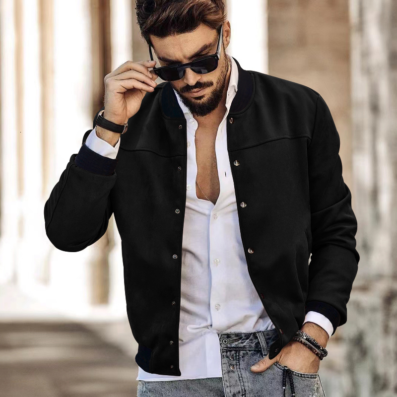 Men's Jackets Autumn and winter high quality men's suede stand collar button up cardigan jacket fashion casual American coat 230901