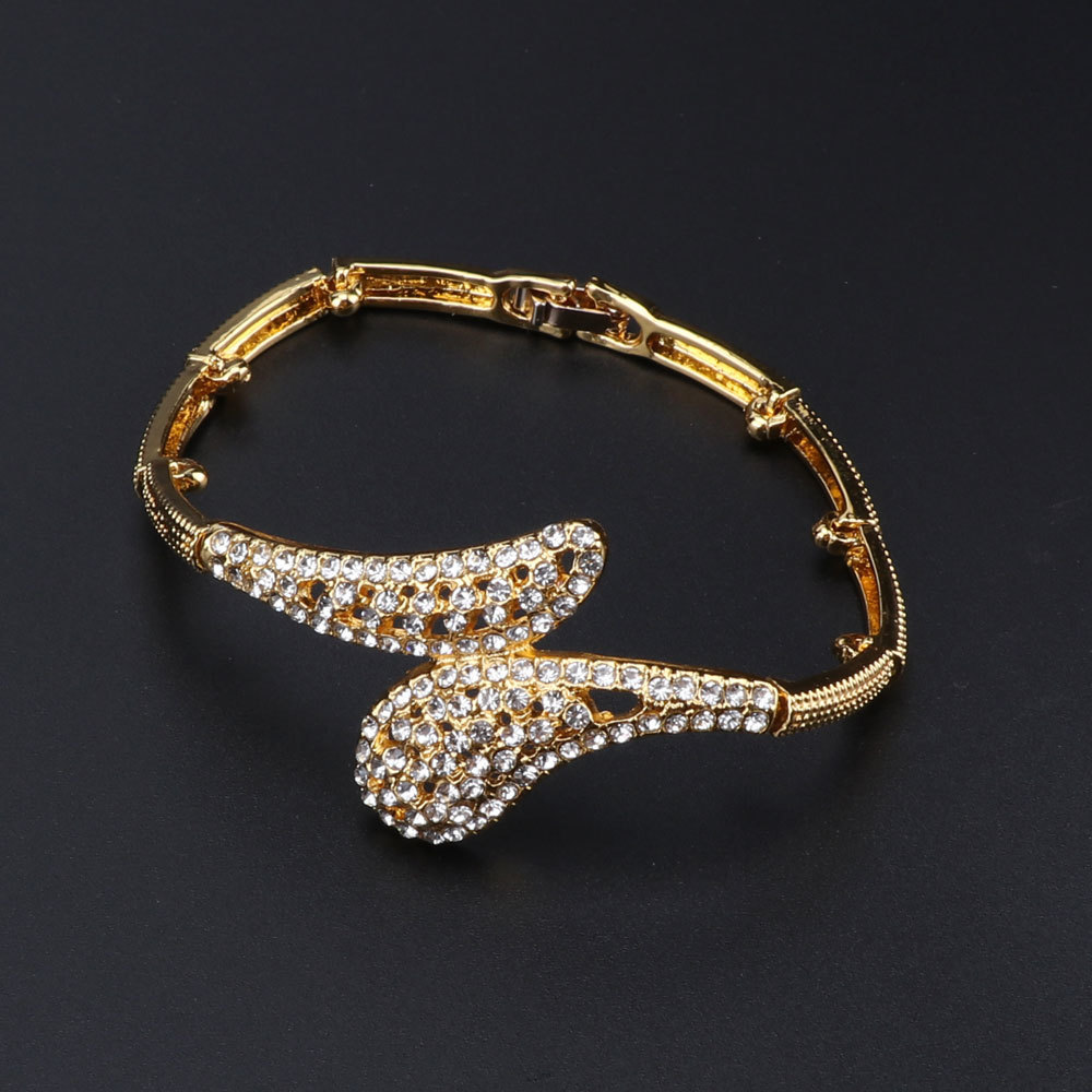 Charm Bracelets Gold Color Jewelry Set Water Drop Pendant Dubai Costume Jewelry African Simple Elegant Necklace Earring Bracelet Ring Set 230901