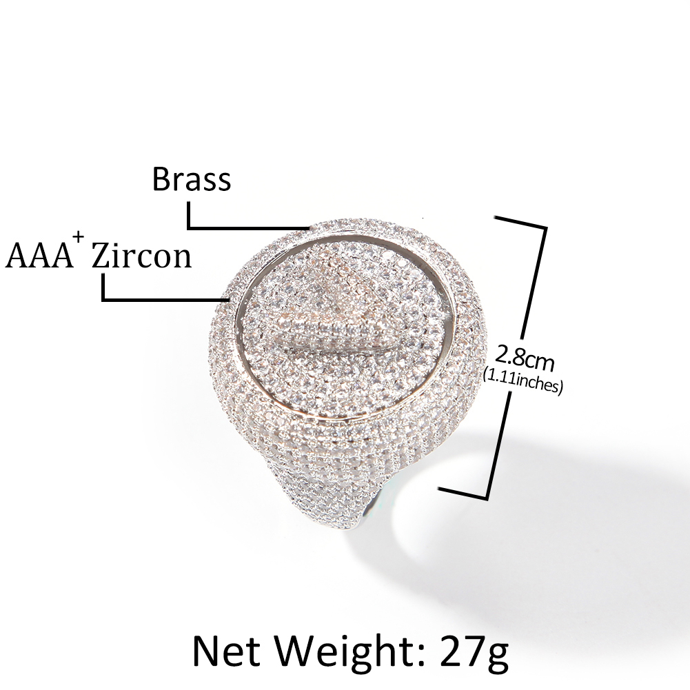 Wedding Rings Cincin Putar Huruf Gelembung Awal Kustom Raja BLING Cincin Pesta Dapat Diputar Pribadi CZ Perhiasan Hiphop untuk Pria 230904