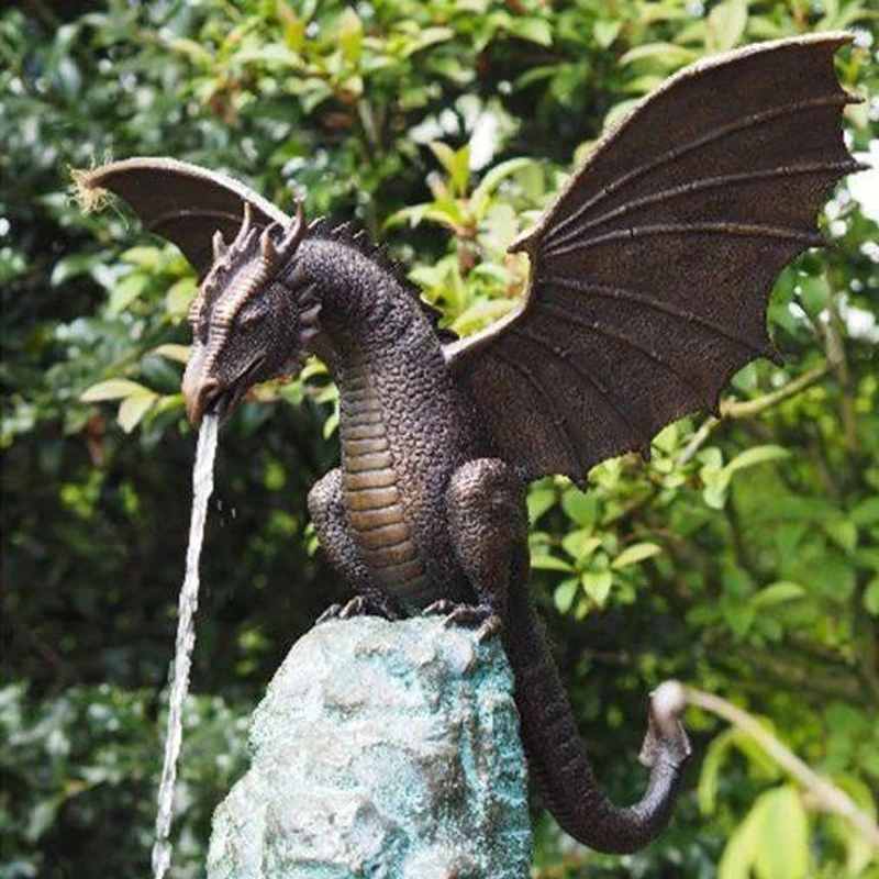 Garden Decorations Precision Casting Fire breathing Dragon Sculpture Waterscape Resin Fountain Home Decoration 230901