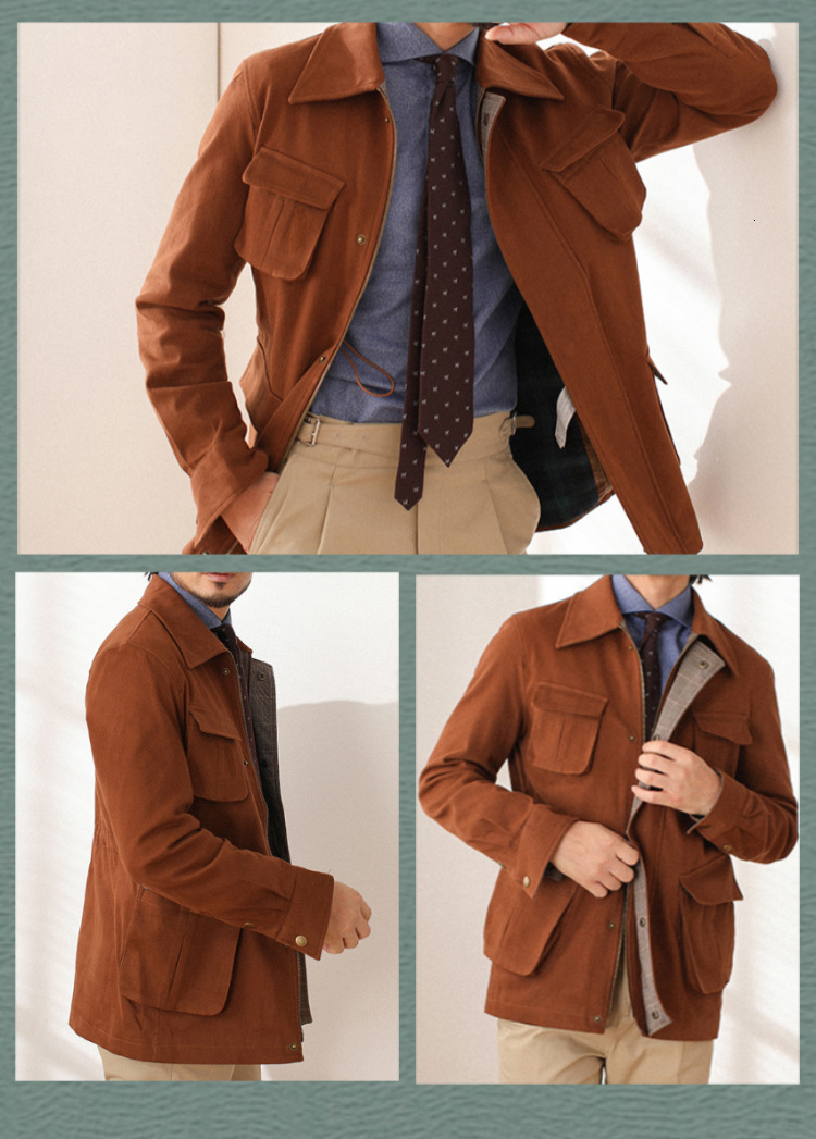 Men's Jackets High Quality Safari Jacket Men Army Coffee Multi Pockets Fashion European Style Autumn Coat Blazers Aisn size 3XL 230901