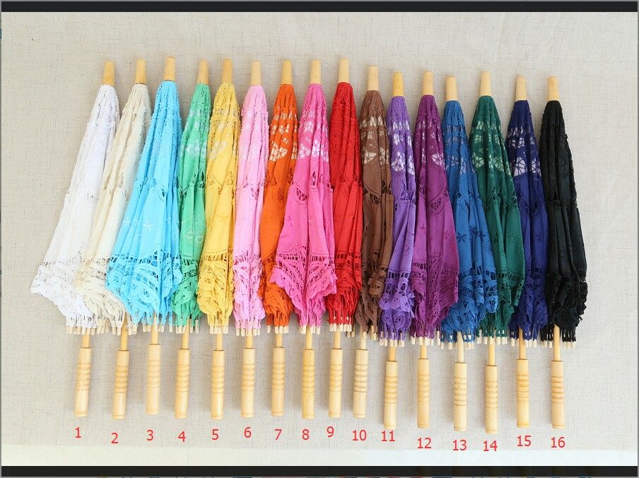 48cm Long handle lace Umbrellas Handmade Art wedding Bridesmaid gifts Embroidery Wedding Umbrella parasol Romantic Bridal ZZ