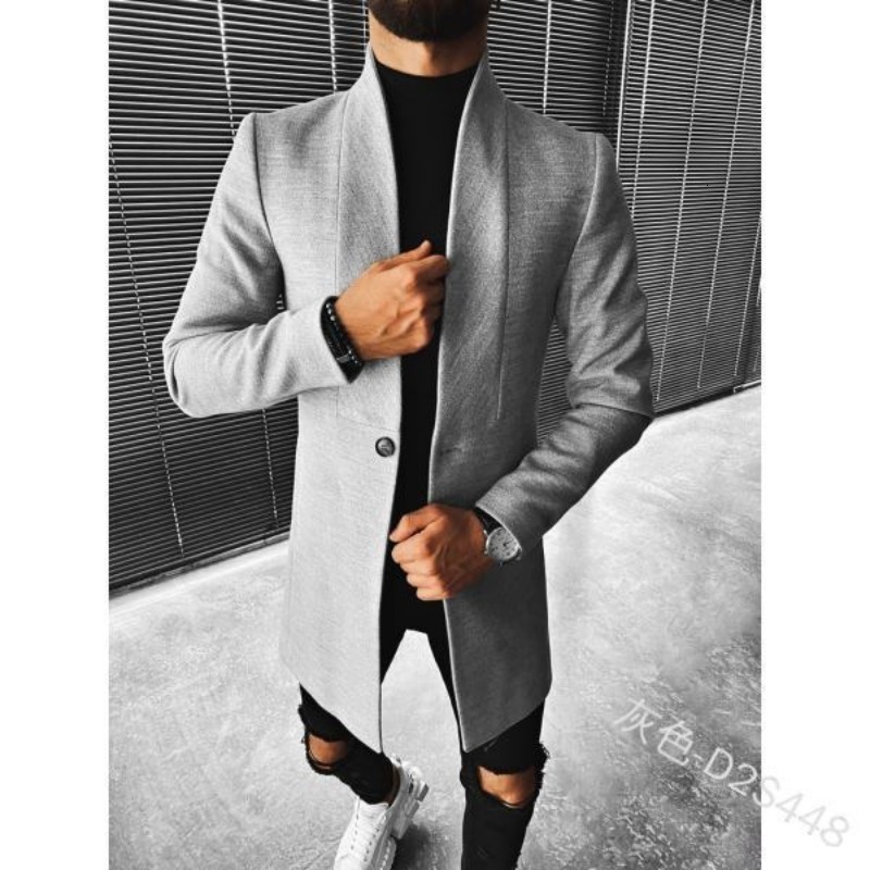 Men's Jackets Mens Woolen Coat Fashionable Standing Collar Medium Length Autumn and Winter Slim Fitting Windbreaker Man Overcoat 5XL 230901