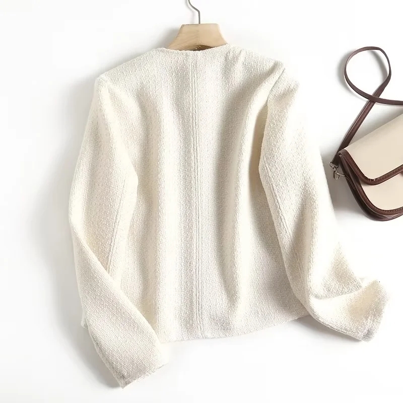 Women s Jackets Jaket Mode Gaya Inggris Maxdutti Wol Kancing Sebaris Emas Tekstur Sederhana Wanita 230904