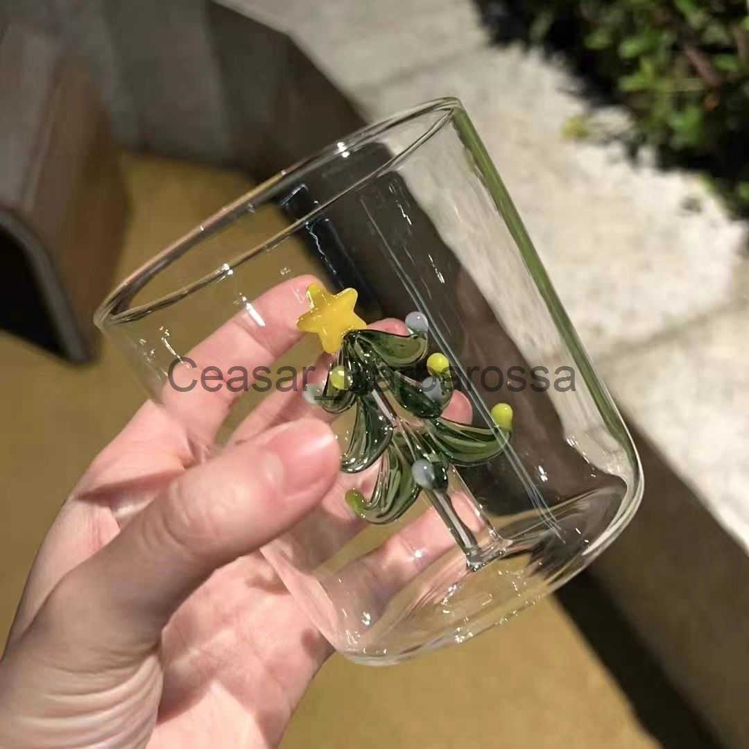 Wine Glasses Colour Glass Korean Style Water Cup Christmas Tree Decorate Gift Goblet Creative Artistic High Quality New Product Lovely x0904