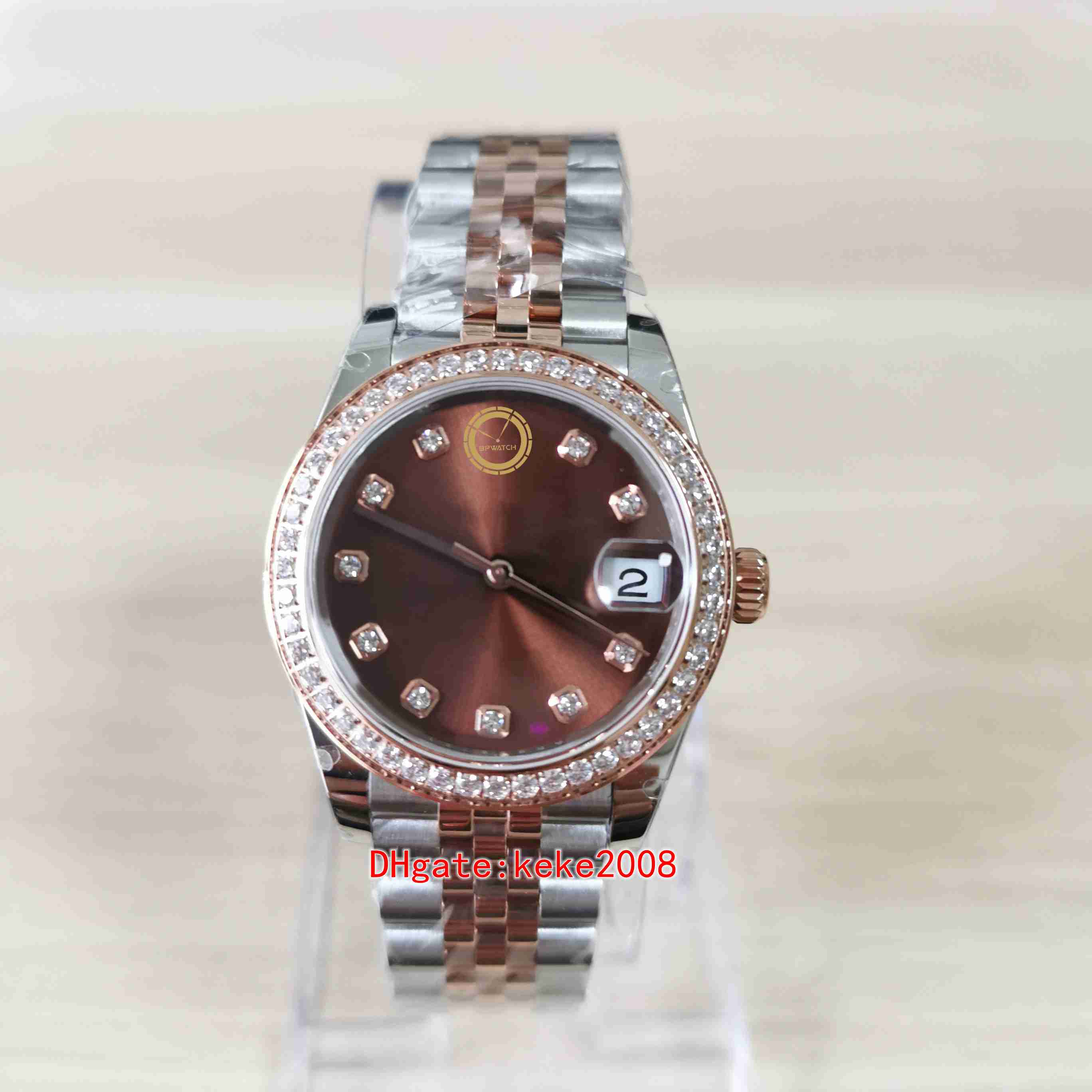 BPF Woman Girl Watch 178382 31mm Rose Gold & Steel 316L Two tones Chocolate dial Diamond Sapphire jubilee 2813 Movement Automatic mechanical Watches Wristwatches.