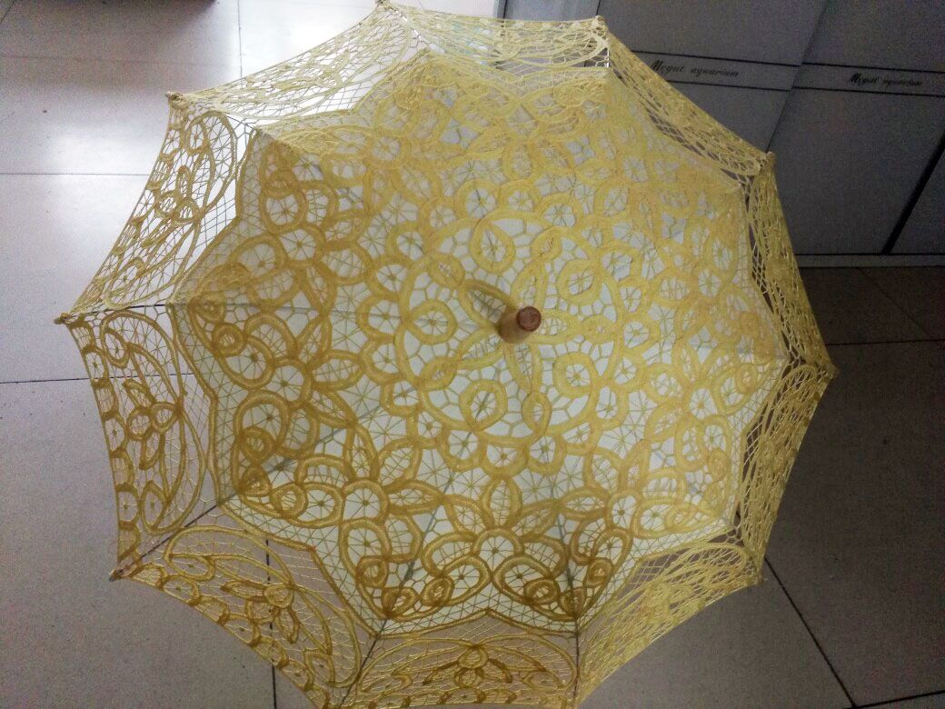 48cm Long handle lace Umbrellas Handmade Art wedding Bridesmaid gifts Embroidery Wedding Umbrella parasol Romantic Bridal ZZ