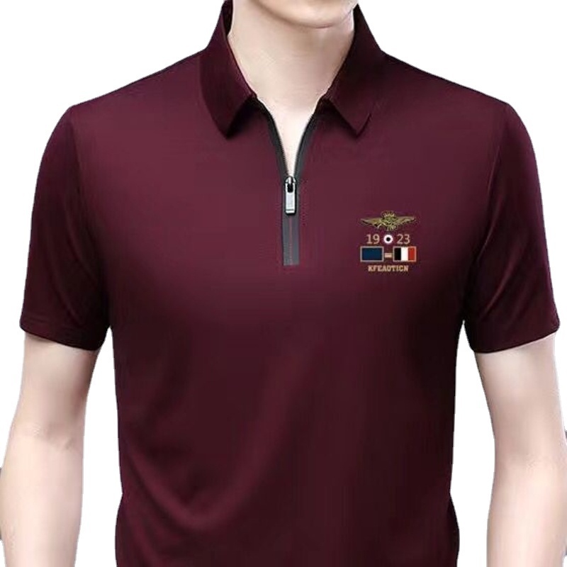 Men's Polos Men Summer Polo Shirts Cotton Short Sleeve Turndown Collar Tshirts Zipper Business Casual Clothing 230901