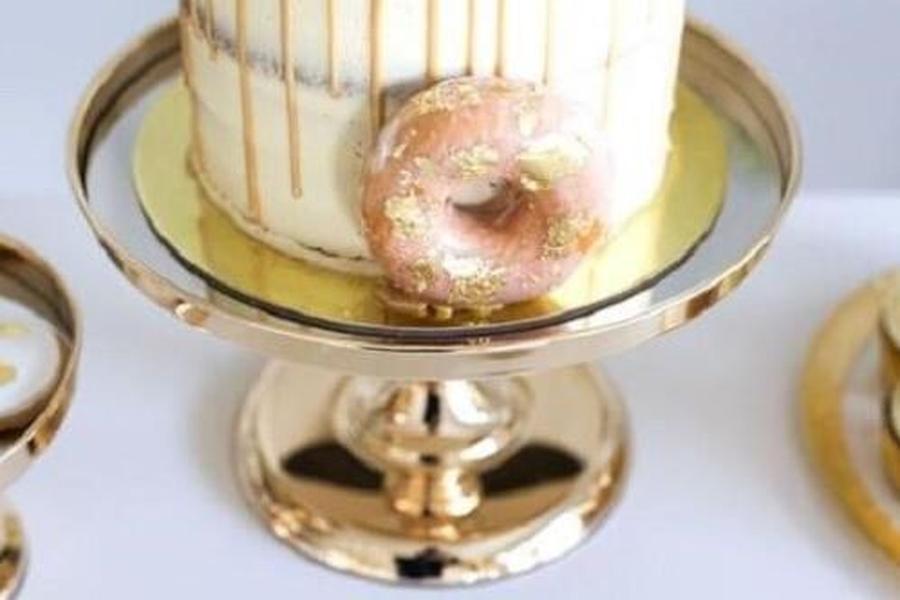 Dishes Plates 6PCS Gold Mirror Metal Round Cake Stand Wedding Birthday Party Dessert Cupcake Pedestal Display Plate Home Decor ZZ